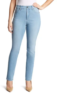 Zdjęcie produktu dla Spodnie damskie Gloria Vanderbilt Amanda Classic, model typu "tapered" (zwężane), kolor niebieski, rozmiar 18W
