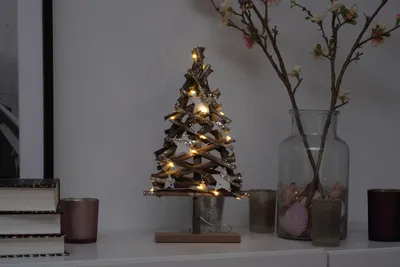 Produktbild von Holz LED Weihnachtsbaum 37 cm im Naturlook