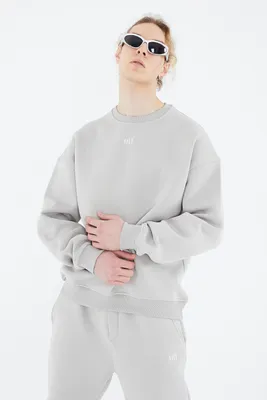 Produktbild von Basic Sweatshirt Oversize Fit Pullover Uni S Grau