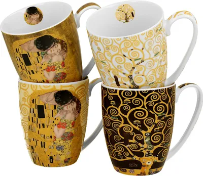 Produktbild von DUO ART GALLERY 4er-Set klassische Becher 360 ml inspired by Gustav Klimt New Bone China Porzellan