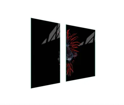 Produktbild von Herdabdeckplatten 2 teilig 75x52 Glaskeramikkochfeld Abdeckung Glas Schneidebrett Fische Schwarz
