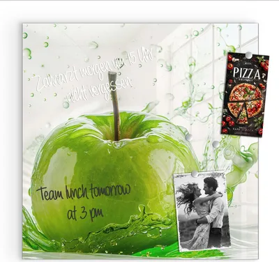 Produktbild von Magnettafel 50x50cm Pinnwand Whiteboard beschreibbar - Splash Apfel