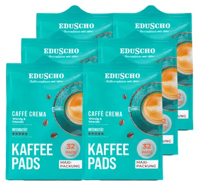 Produktbild von Eduscho Kaffeepads, Caffè Crema, Vorratspack, 192 Pads Würzig und intensiv, aromafrisch, Intensität 5/5, geeignet für alle Padmaschinen