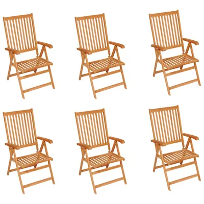 Produktbild von vidaXL Gartenstühle 6 Stk. mit Grünen Kissen Massivholz Teak