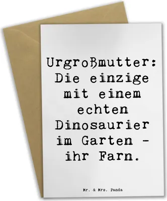 Produktbild von Mr. & Mrs. Panda Grußkarte Spruch Urgroßmutter Farn - Weiß - Geschenk, Erinnerungen, weihnachtskarten, einladungskarten, Ahnen, herzerwärmende Sprüche, Dankeschön, Alter