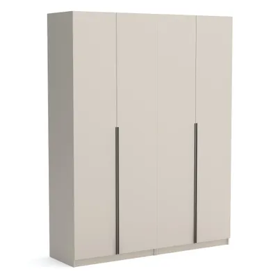 Produktbild von Kleiderschrank Pablo 180cm, in der Farbe Kaschmir Drehtürenschrank, Farbauswahl, 180x54x234 cm 4-türig