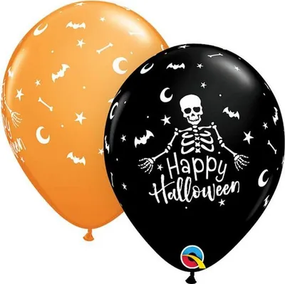 Zdjęcie produktu dla Balon Happy Halloween 11" Kościotrup, 25 Sztuk