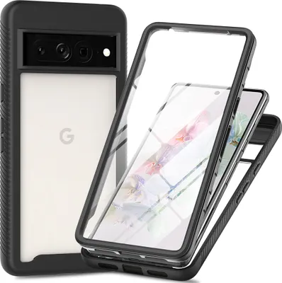 Image de Étui pour Google Pixel 8 Pro, bumper avec protecteur d'écran 360° intégré étui de protection complet noir
