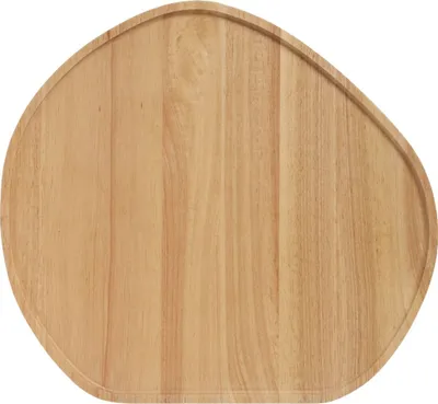A wooden serving board on a white background.