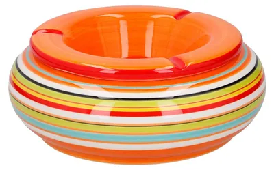 Produktbild von Aschenbecher mit abnehmbarem Deckel, Keramik Sturmaschenbecher Ø ca. 19 cm, für den Innen- und Außenbereich, orange