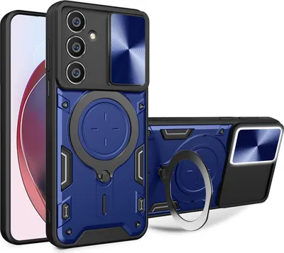 Obrázek produktu pro Pouzdro pro Samsung Galaxy A05S dvojvrstvé odolné pouzdro s ochranným krytem kamery a kruhovým stojánkem na prsten Modrý