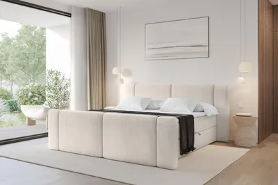 Produktbild von ALTDECOR Boxspringbett mit Fußteil - H4 Matratze und Topper - EVON-Z - 160x200 - Beige - Doppelbett, Boxbett, Polsterbett mit Bettkasten mit Stauraum und Kopftei