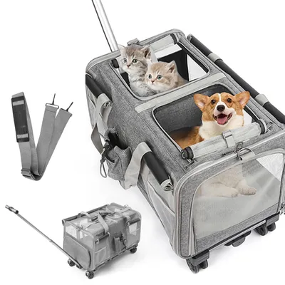 Produktbild von Extra große Haustiertrage - faltbare Transportbox - für 2 Katzen/Hunde - bis 20 kg