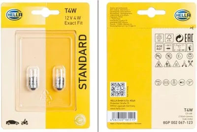 Obrázok produktu pre 2x T4W HELLA autožiarovky 12V 4W 8GP 002 067-123