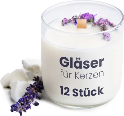 Produktbild von Teelichtgläser 7x8cm, 12 Stück kleine Kerzengläser für DIY Kerzen, Gläser für Teelichter und Kerzenhalter