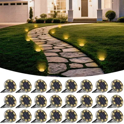 24 Solarleuchten, 8 LEDs, IP68, warmweiß, für Garten & Wege