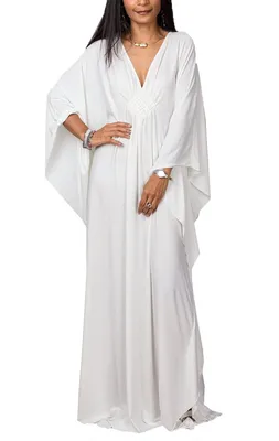 Produktbild von Kaftan Lange Maxi Kleid - Boho Strand Cover-Up - Einheitsgröße - Loungewear - Perfekt für Urlaub - Farbe kann Abweichen - Strandkleid