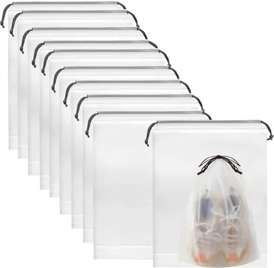 Produktbild von Wasserdichte Schuhbeutel 10 Stück, 30 x 40 cm, Wiederverwendbar, Transparent, Für Reisen