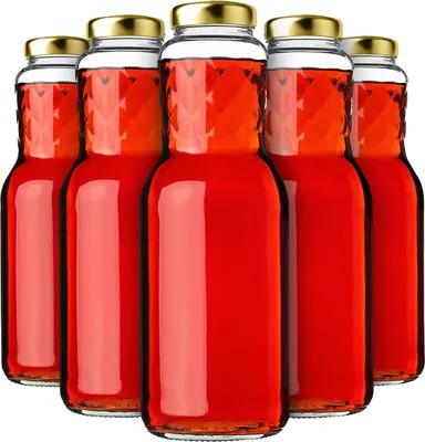Produktbild von KADAX Glasflaschen 1L, Gold 20 Stück, Saftflaschen mit Schraubverschluss fi53mm, leere Flaschen zum Einkochen & Befüllen, Einmachflaschen für Saft, Weithalsflasche