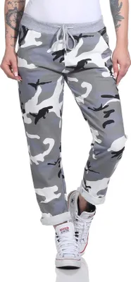 Produktbild von Mississhop 287 Damen Hose Cargohose Blumen Sweatpants Jogginghose Baumwolle Freizeithose Boyfriend Grau Militär 23