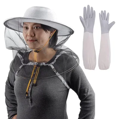 Imagen del producto de Casco y guantes combinados para apicultores, con mosquitera