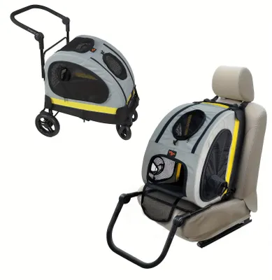 Image de Poussette pour animaux de compagnie – Poussette pour chiens – Poussette pour chats – Poussette 2-en-1 pour animaux – Pliable – Capacité de charge de 20 kg