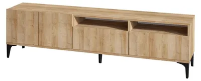 Image de Meuble TV en bois MDF mélaminéReproduction chêne - 180 x 52 x 35 cm - Nombreux rangements