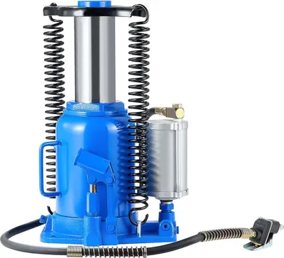 Produktbild von Luft-Hydraulik-Flaschenheber, 32 Tonnen (70546,9 lbs) Tragkraft, 255–415 mm Hubbereich, pneumatischer/manueller Hochleistungs-Flaschenheber mit Pumpe für SUV, Pickup, Lkw, Wohnmobil, Pkw, Autoreparatur, blau