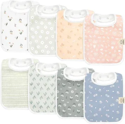 Immagine prodotto di Bavaglini biologici, confezione da 8, cotone superassorbente, dentizione, neonati, morbidissimi, lavabili in lavatrice, Fleur, abbigliamento per neonati