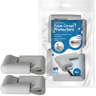 Produktbild von Sipo-Schutz für Ecken und Kanten von Glasmöbeln, Schaumstoff, Set mit 4 Stück, GRAU