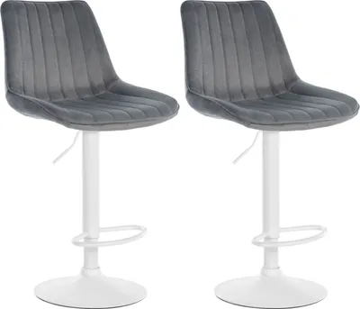 Produktbild von 2er Set Barhocker Toni Samt weiß dunkelgrau