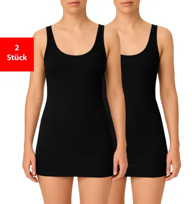 Produktbild von Unterhemd Damen Achseltop aus 100 % Baumwolle im praktischen 2er & 4er Pack - Schwarz 44/46 2er