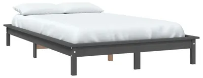 Image de vidaXL Lit en bois massif gris 140x190 cm pin