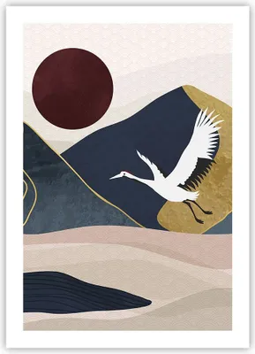 Produktbild von Poster - Poster ohne Rahmen - Kraniche Berge Sonne - 50x70 cm - Wand Bild - Wanddeko - Wandbilder - Kunstposter - Wandposter - Bilder - Kunstdruck - Wanddekoration - Wandbild - P2XPA50x70-4785