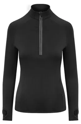 Produktbild von Just Cool - Oberteil mit halbem Reißverschluss für Damen LT5459 (S) (Pechschwarz)