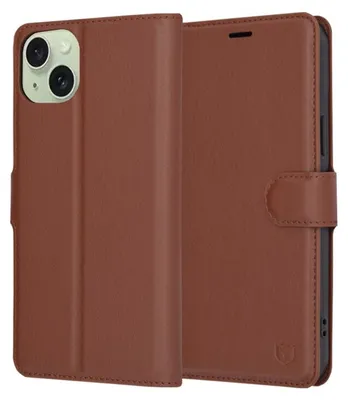 Produktbild von Techsuit Leder Folio Book Wallet Klapphülle für Apple iPhone 15 Plus - Braun