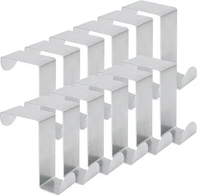Immagine prodotto di Ganci doppi in acciaio inossidabile, set da 12 pezzi, a forma di Z, argento, per porte