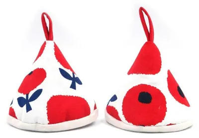 Productafbeelding van Ovenwanten, 4,3 inch, katoen, driehoekig, rood, set van 2