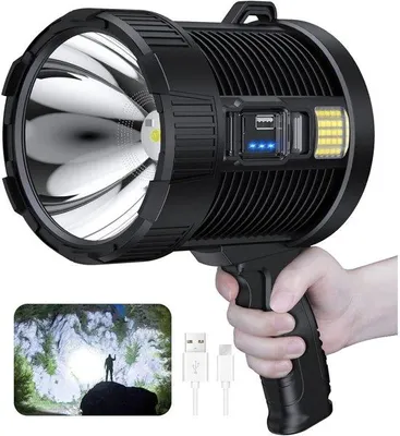 Produktbild von Oplaadbare, 100.000 Lumen, LED-Bußenlampe, große, superhelle, Solar-Bußenlampe, mit Cob-Licht, 6 Einstellungen, IPX5 wasserdicht, schwarz