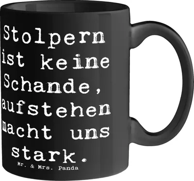 Produktbild von Mr. & Mrs. Panda Teetasse Spruch Aus Fehlern lernen - Schwarz - Geschenk, Lebensweisheit, Vertrauem, Tasse, Kaffeetasse, cappuccinotasse, Ermutigung, Resilienz, Hoffnung