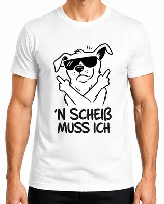 Productafbeelding van "N Scheiß" heren T-shirt met een afbeelding van een middelvinger, sarcastische en ironische opdruk, wit, maat M