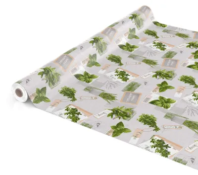 Produktbild von ANRO Tischdecke Wachstuchtischdecke Wachstuch Wachstischdecke pflegeleicht abwaschbar Kräuter Grün Beige Bio Basilikum 100 x 140cm