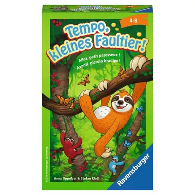 A board game box featuring cartoon sloths hanging from branches in a jungle setting.