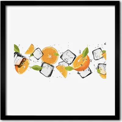 Produktbild von Bild - 50 cm x 50 cm - MDF - Rahmen, Wandkunst - Orangen mit Eis
