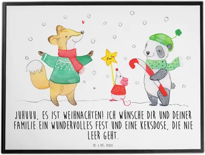 Produktbild von Mr. & Mrs. Panda Schreibunterlage Winter Weihnachtsfreude - Weiß - Geschenk, Weihnachten, Unterlage Schreibtisch, Tannenbaum, Schreibtischauflage, schreibtischmatte