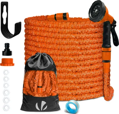 Produktbild von VOUNOT® Flexibler Gartenschlauch 30m, Flexibel Wasserschlauch Dehnbarer mit 10 Sprühfunktionen, Orange