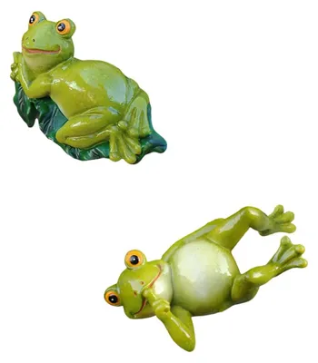 2er Set Harz-Froschfiguren als Hängedeko für Garten