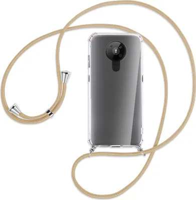 Produktbild von Handykette Backcover-Schutzhülle mit Band (Metall silberfarben) für Nokia 5.3 - caramel