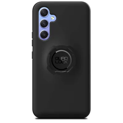 The back of a black smartphone case with a Quad Lock mount attached.