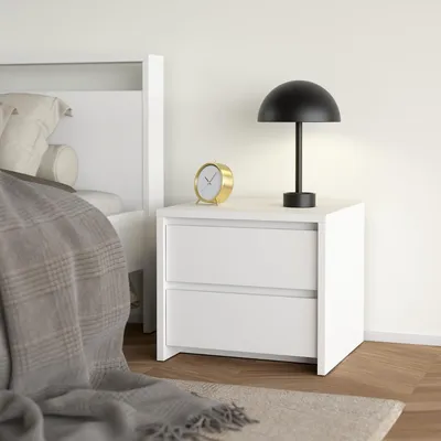 Productafbeelding van Nachtkastje Next 2 lades Wit - Giga Living